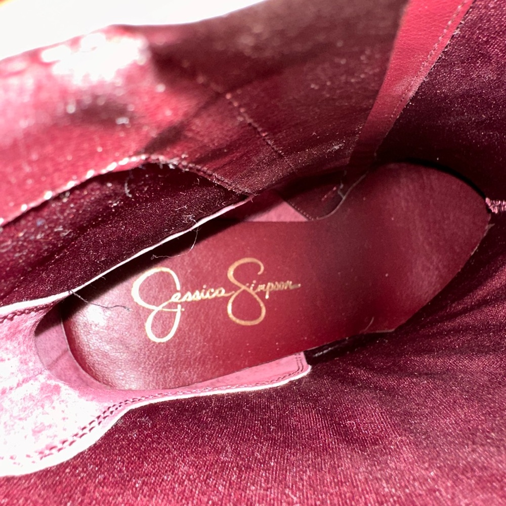 Jessica Simpson Burgundy Studded Heeled Boots - Picture 4 of 6